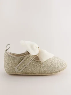 Gelegenheidskleding|Baker by Ted Baker Goud - babyslofjes met strik voor meisjes
