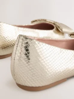 Lage Schoenen|Next - Ballerina's met spitse neus en strik Goud