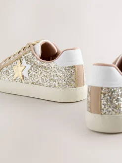 Sneakers*Next Goud - Forever Comfort® Glitter Star Detail Baseball Lace Up Trainers