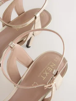 Schoenen Met Hakken*Next - Forever Comfort® Leather Lattice Front Heeled Sandals Goud