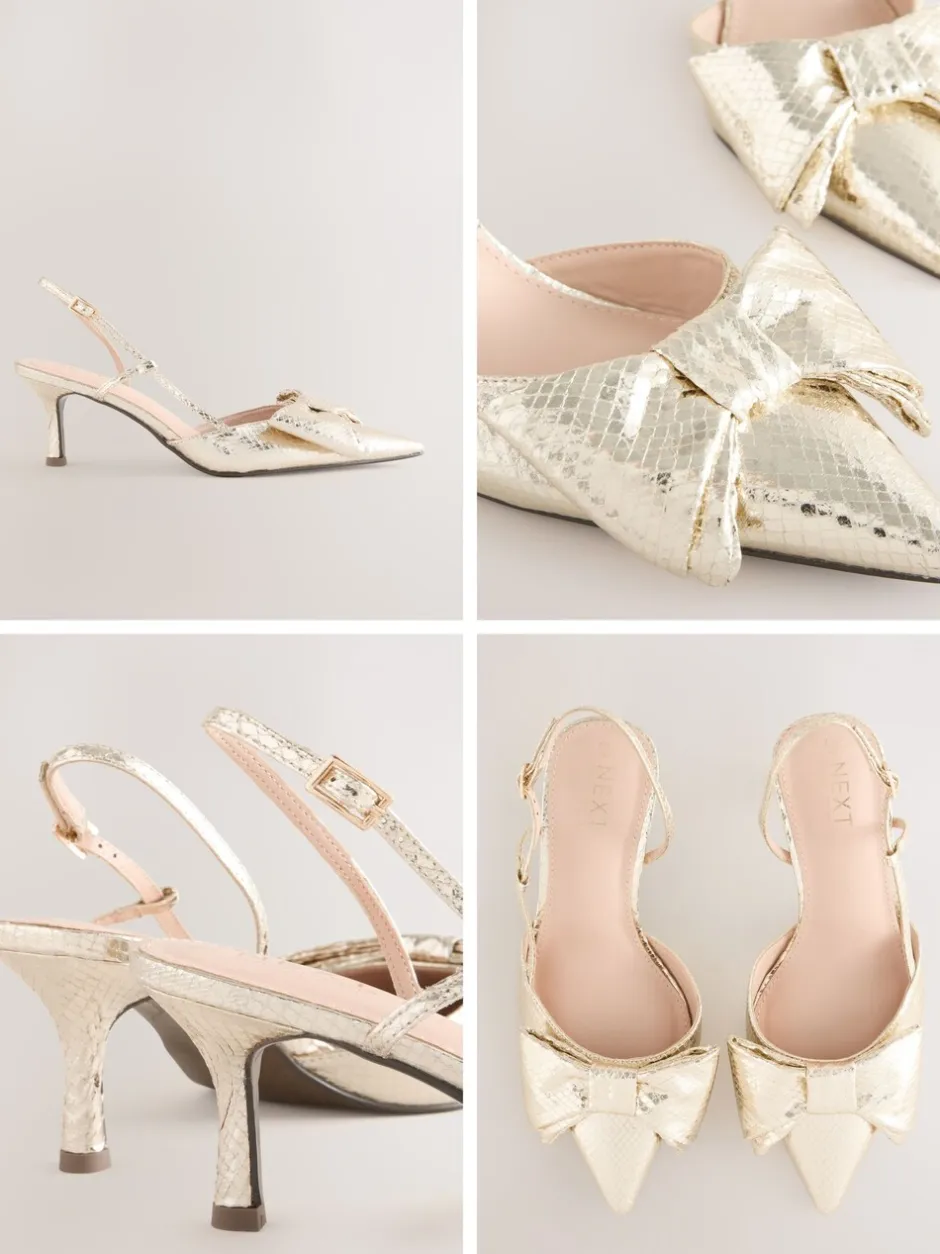 Schoenen Met Hakken*Next - Forever Comfort® schoenen met strik, hielbandje en spitse neus Goud