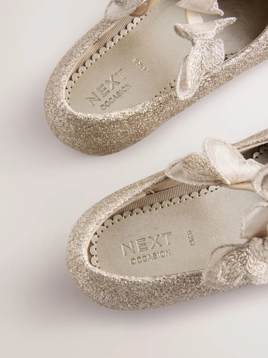 Gelegenheidskleding|Next - Glitter vlinderbandjes gelegenheidsschoenen Goud