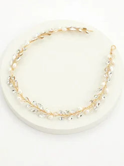Haaraccessoires|Ivory & Co - bohemia haarband met kristallen en parels Goud