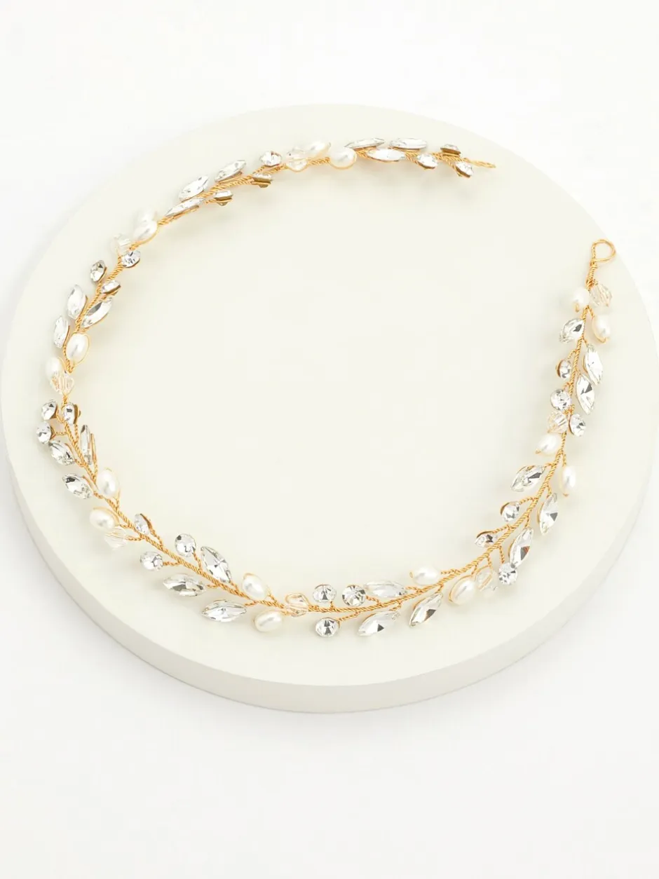 Haaraccessoires|Ivory & Co - bohemia haarband met kristallen en parels Goud