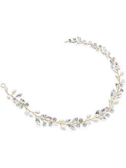 Haaraccessoires|Ivory & Co - bohemia haarband met kristallen en parels Goud