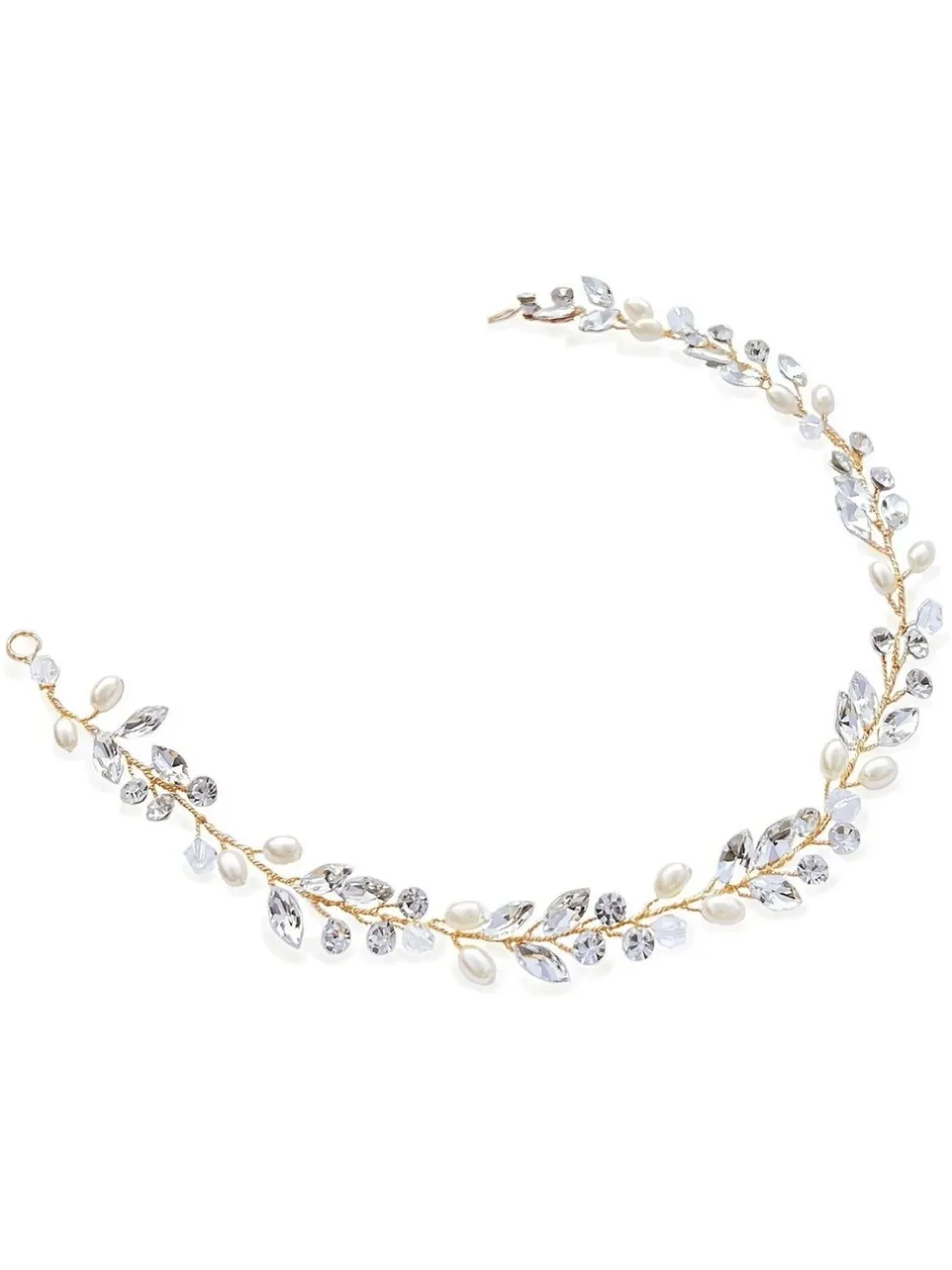 Haaraccessoires|Ivory & Co - bohemia haarband met kristallen en parels Goud