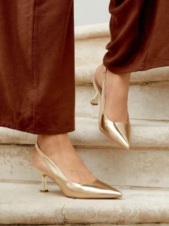Schoenen Met Hakken*Linzi Goud - Presley pumps met naaldhakken en spitse neus