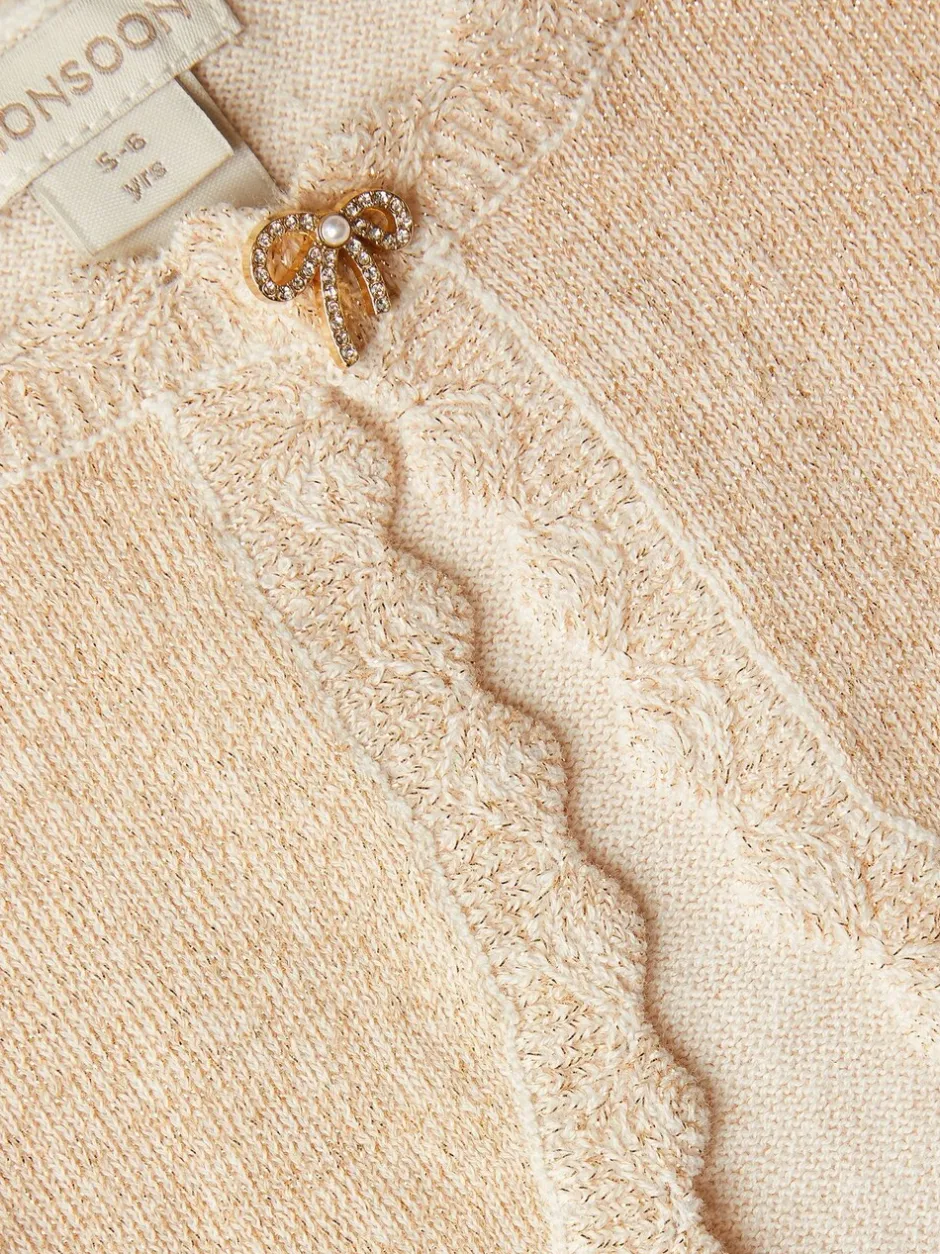 Gelegenheidskleding|Gebreide Kleding*Monsoon - Maeve vest met strik en knopen Goud