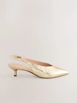 Ruimvallend En Extraruimvallend|Schoenen Met Hakken*Next Goud - Punt Toe Lage Slingback Naaldhak Schoenen
