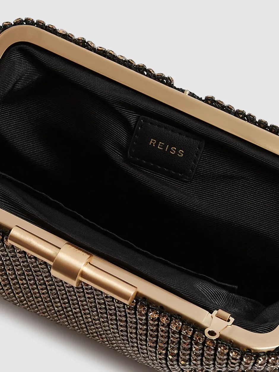 Tassen En Portemonnees|Gelegenheidskleding*Reiss - versierde Adaline clutch Goud