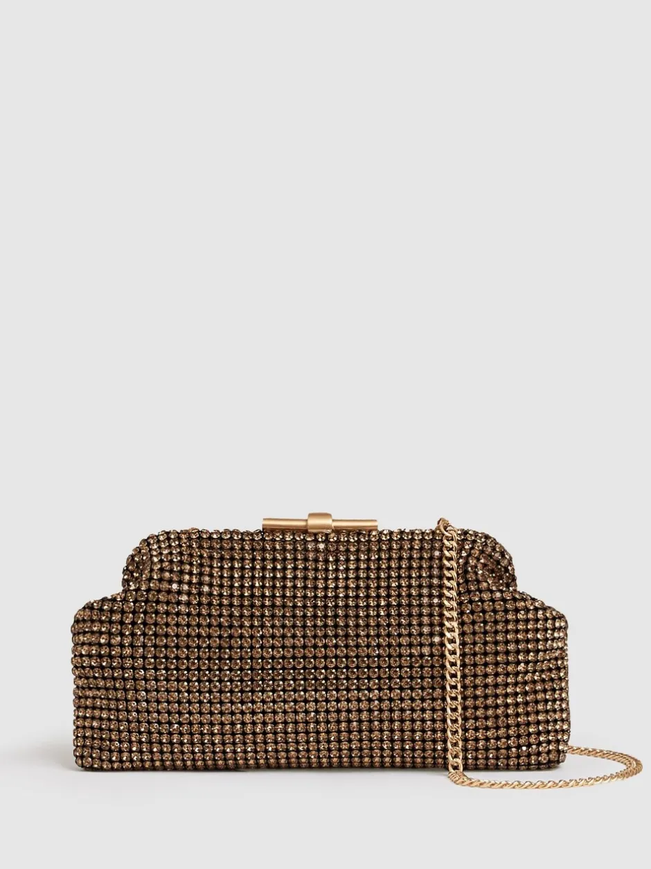 Tassen En Portemonnees|Gelegenheidskleding*Reiss - versierde Adaline clutch Goud
