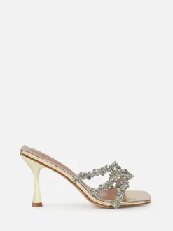 Schoenen Met Hakken*Simmi London - Blushing Diamante Mid Heel Mules Goud