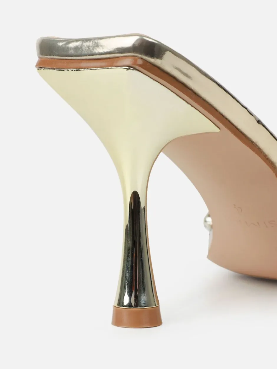 Schoenen Met Hakken*Simmi London - Blushing Diamante Mid Heel Mules Goud