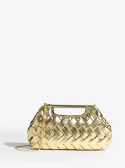Tassen En Portemonnees|Lipsy - Weave Grab Handle Clutch Bag Goud