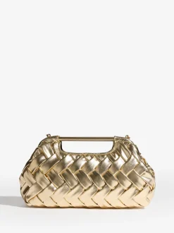 Tassen En Portemonnees|Lipsy - Weave Grab Handle Clutch Bag Goud
