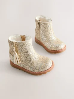 Boots|Next Goud glitter - Chelsea enkellaarsjes met rits en kwastjes
