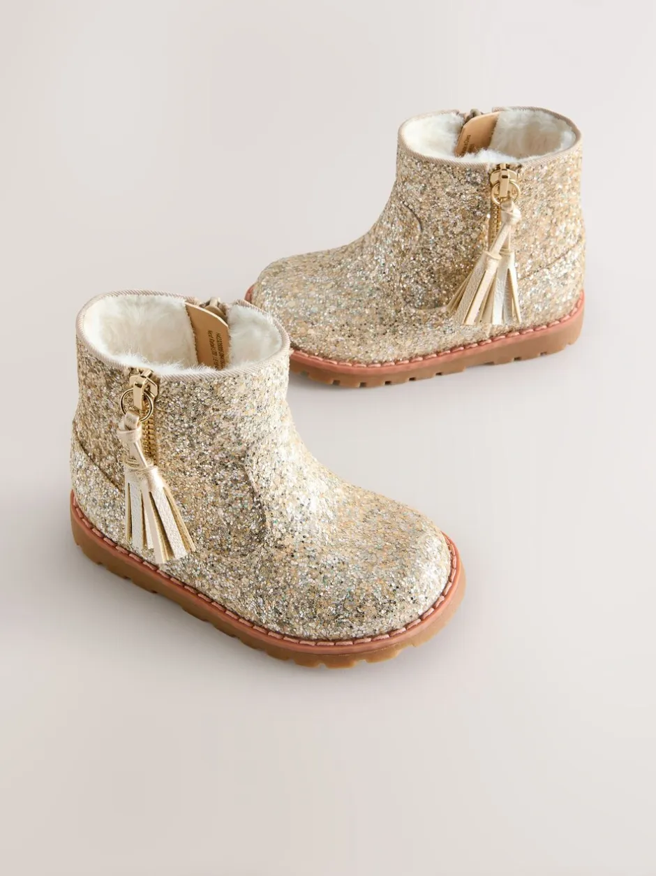 Boots*Next Goud glitter - Chelsea enkellaarsjes met rits en kwastjes