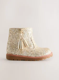 Boots*Next Goud glitter - Chelsea enkellaarsjes met rits en kwastjes