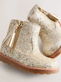 Boots*Next Goud glitter - Chelsea enkellaarsjes met rits en kwastjes