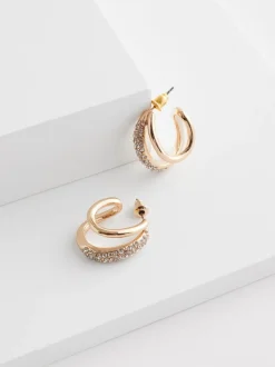 Sieraden*Next - Dubbele grote oorringen met glitter Goudkleurig