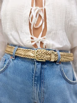 Ceintuurs*Next - Hand Plaited Leather Belt Goudkleurig
