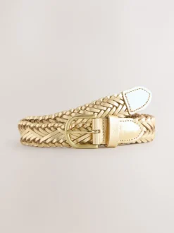 Ceintuurs*Next - Hand Plaited Leather Belt Goudkleurig