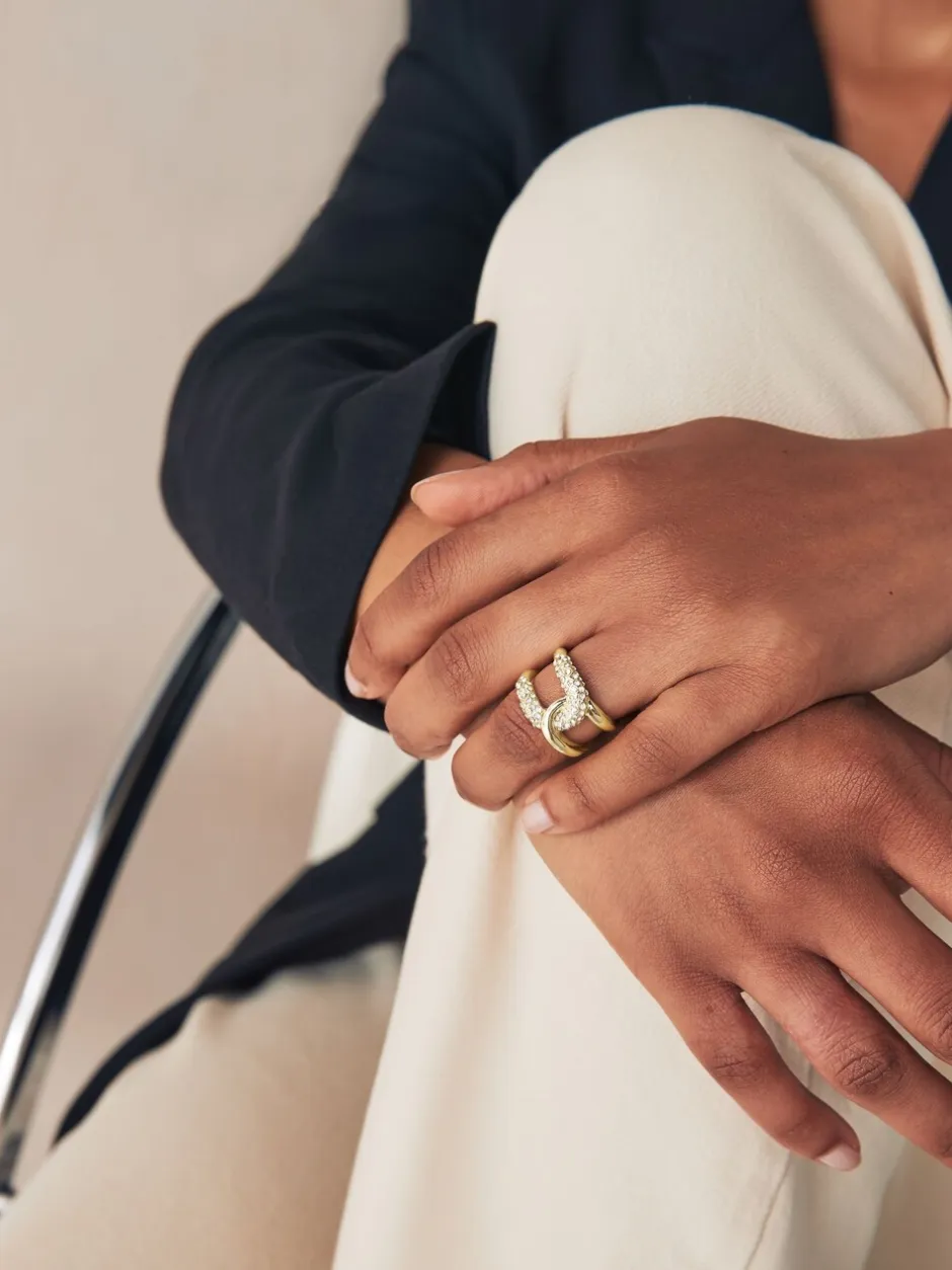 Sieraden|Next - Interlink Sparkle Ring Goudkleurig