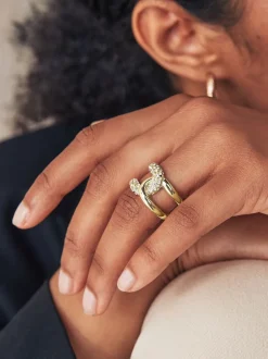 Sieraden|Next - Interlink Sparkle Ring Goudkleurig