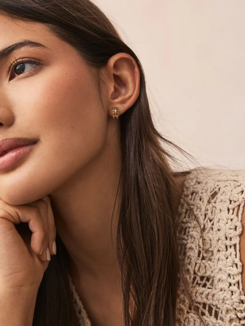 Sieraden|Next - Kleine oorringen met bladmotief Goudkleurig