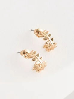 Sieraden|Next - Kleine oorringen met bladmotief Goudkleurig