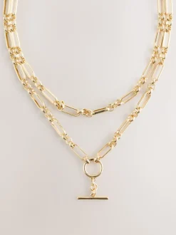Sieraden|Next Goudkleurig - Layered T-Bar Chain Necklace