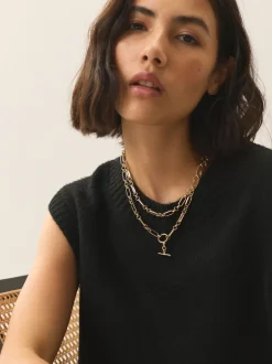 Sieraden|Next Goudkleurig - Layered T-Bar Chain Necklace