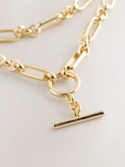 Sieraden|Next Goudkleurig - Layered T-Bar Chain Necklace