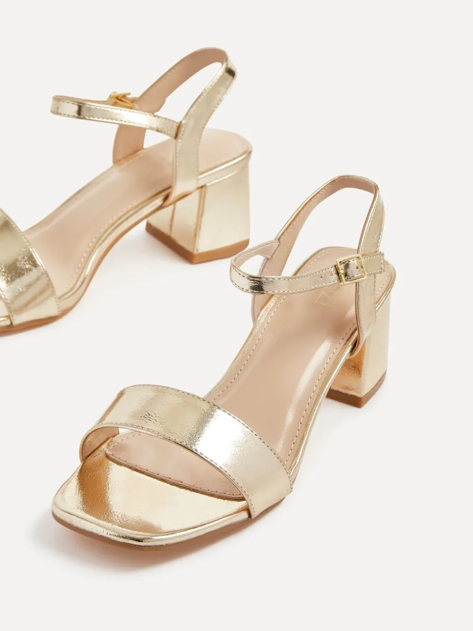 Schoenen Met Hakken|Linzi Goudkleurig - Darcie sandalen met lage blokhak en dikke zool