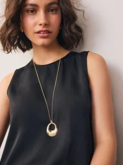 Sieraden|Next - Open Circle Drop Long Necklace Goudkleurig