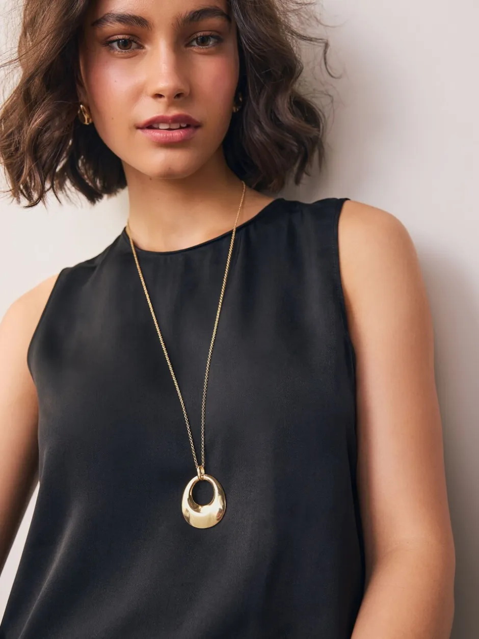 Sieraden|Next - Open Circle Drop Long Necklace Goudkleurig
