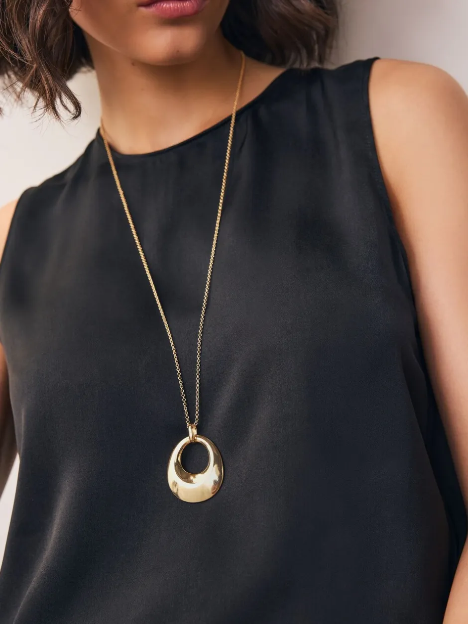 Sieraden|Next - Open Circle Drop Long Necklace Goudkleurig