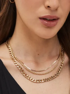 Sieraden|Next Goudkleurig - Schakelketting met drie lagen