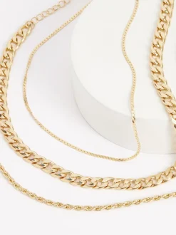 Sieraden|Next Goudkleurig - Schakelketting met drie lagen