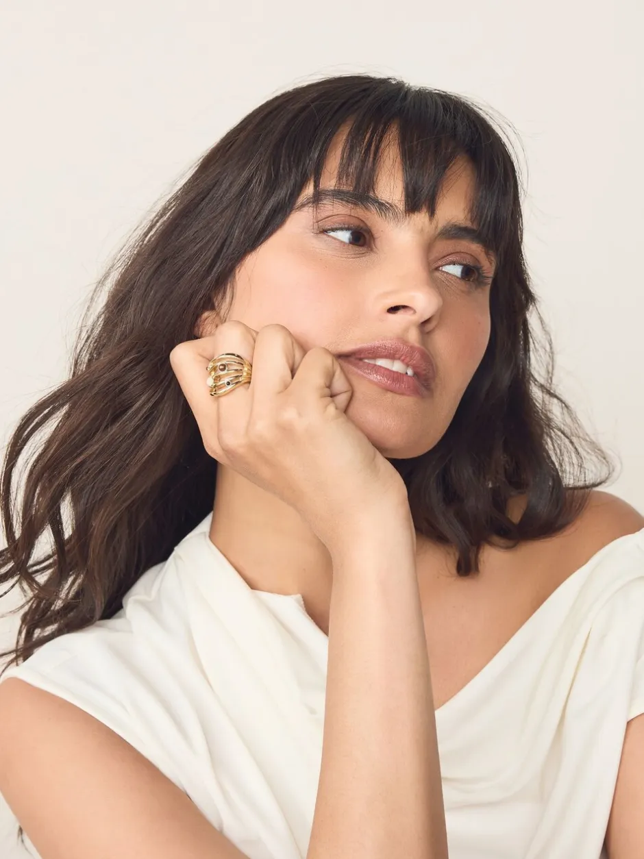 Sieraden|Next Goudkleurig - Stone Insert Ladder Ring