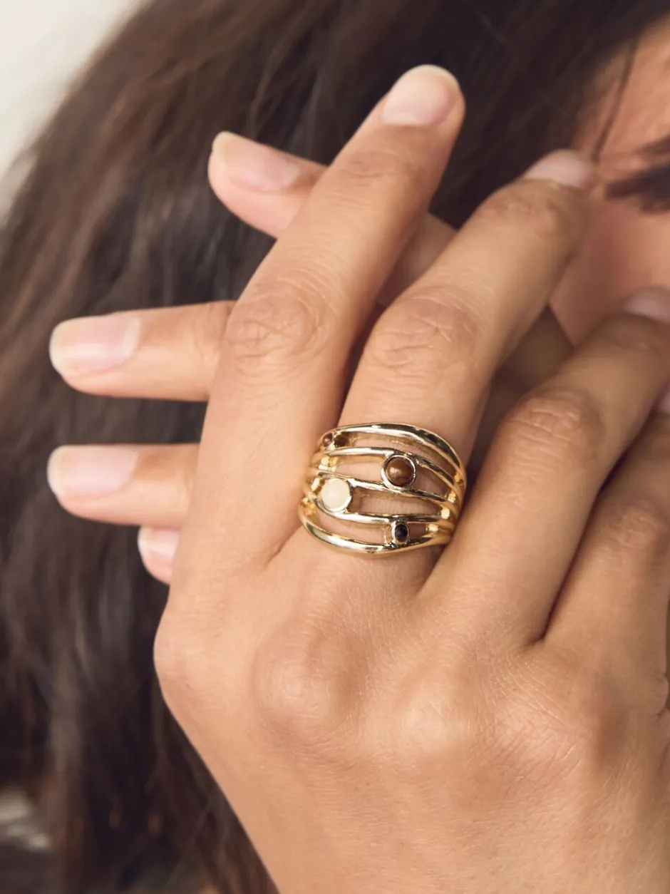 Sieraden|Next Goudkleurig - Stone Insert Ladder Ring