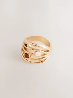 Sieraden|Next Goudkleurig - Stone Insert Ladder Ring