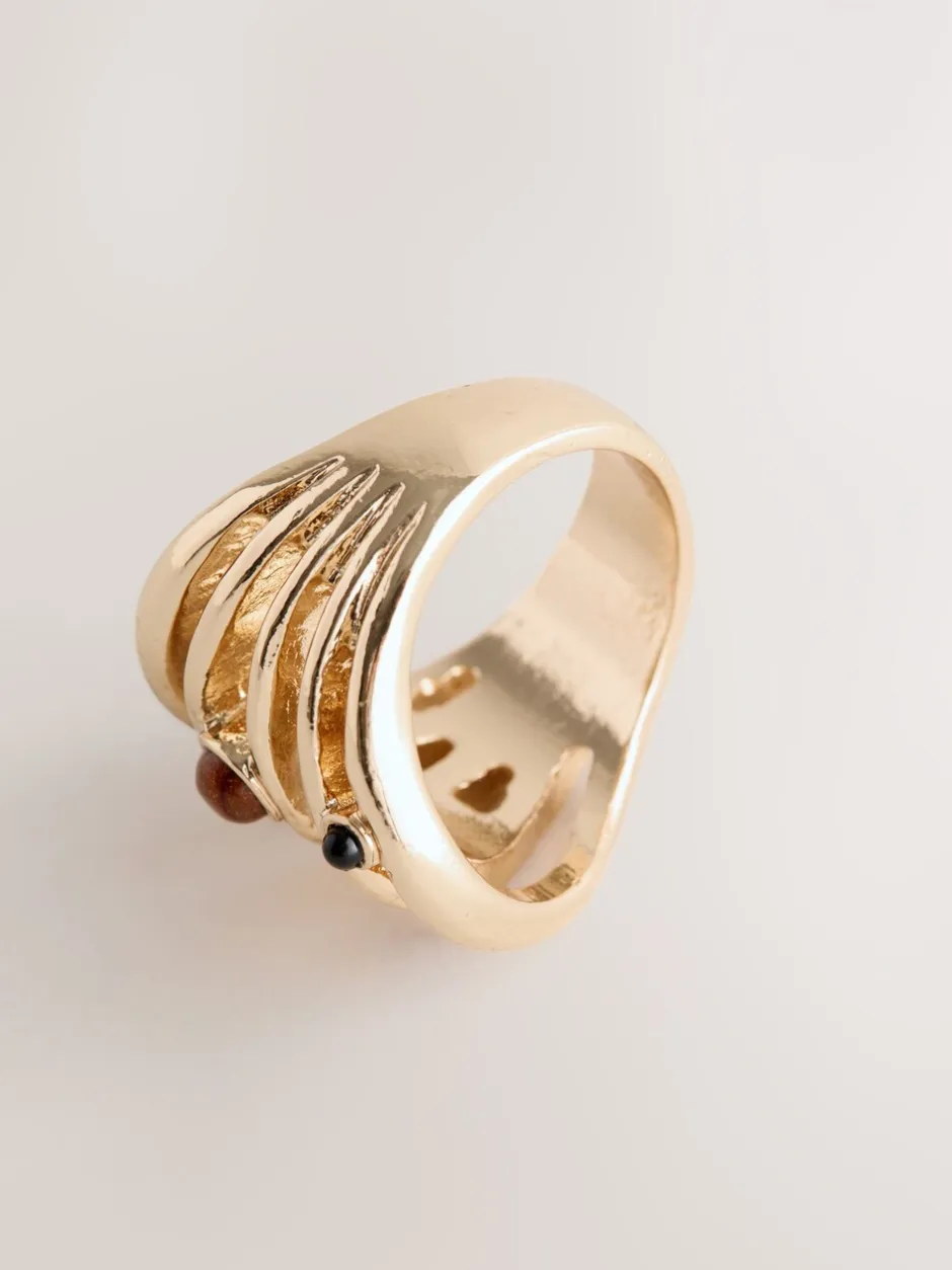 Sieraden|Next Goudkleurig - Stone Insert Ladder Ring