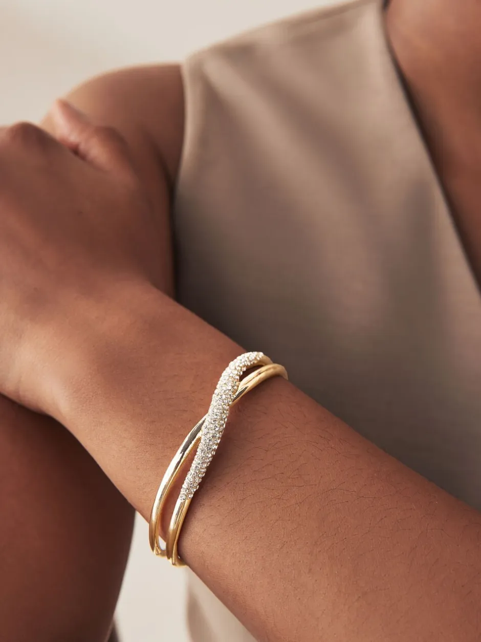 Sieraden|Next - Twist Sparkle Cuff Bracelet Goudkleurig