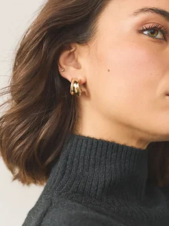 Sieraden|Next - Wide Small Hoop Earrings Goudkleurig