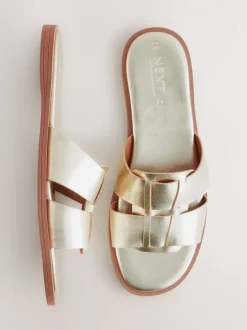 Ruimvallend En Extraruimvallend*Next Goudkleurig leer - Slotted Muilsandalen