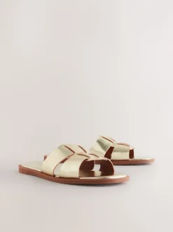 Ruimvallend En Extraruimvallend*Next Goudkleurig leer - Slotted Muilsandalen