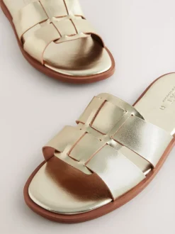 Ruimvallend En Extraruimvallend*Next Goudkleurig leer - Slotted Muilsandalen