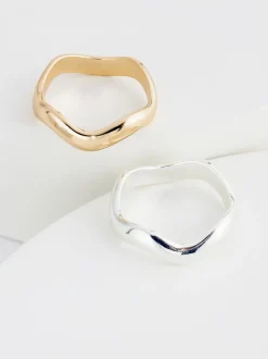Sieraden|Next Goud/zilver - Tone Wave Rings 2 Pack