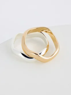 Sieraden|Next Goud/zilver - Tone Wave Rings 2 Pack